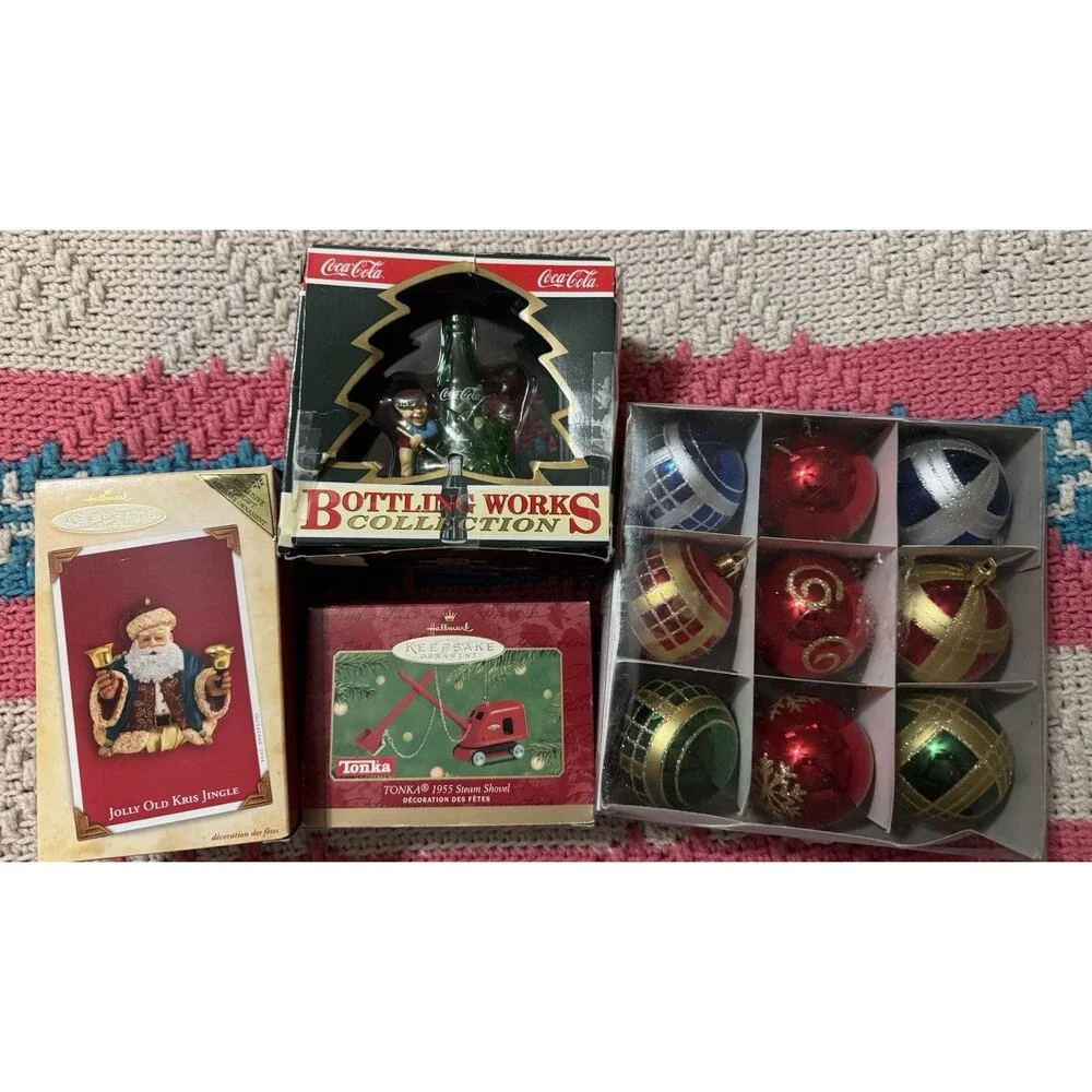 lot of vintage christmas ornaments
